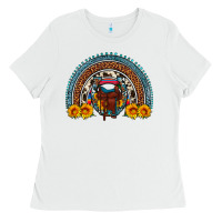 White saddle sunflower horseshoe rainbow Ladies Tee - Artiststas