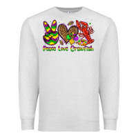 Oatmeal Heather peace love crawfish olivia Premium Sweatshirt - OliviaCreatesArt