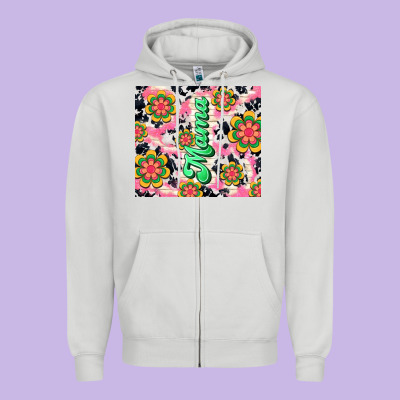 Mama With Hippie Daisies Zipper Hoodie Designed By Tumblerdesignbyshophia