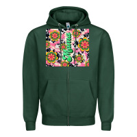 Sports Green mama with hippie daisies Zipper Hoodie - TumblerDesignByShophia