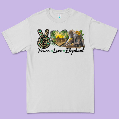 Peace Love Elephant Premium Tee Designed By Lillyallendesigns