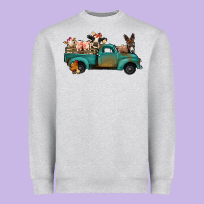 Farm Animals Truck Heavyweight Sweatshirt Designed By Jasminsmagicworld