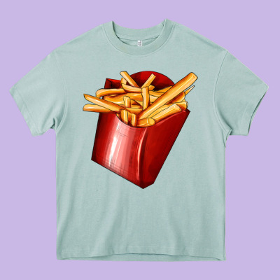 French Fries Heavy Core Tee Designed By Adodesignshop