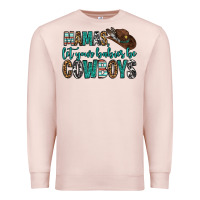 Pale Pink mama's let your babies be cowboys Premium Sweatshirt - OliviaCreatesArt