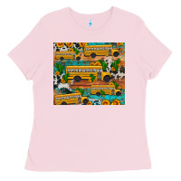 Bubblegum Pink school bus cactus sunflower Ladies Tee - Artiststas