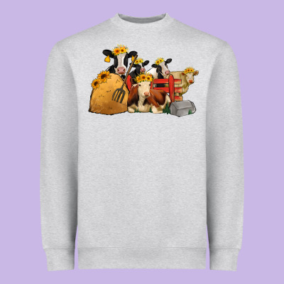 Farm Animals With Sunflower Headbands Heavyweight Sweatshirt Designed By Jasminsmagicworld