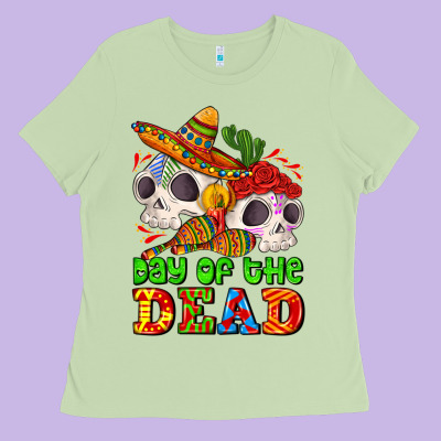 Mexican Day Of The Dead Ladies Tee Designed By Adodesignshop