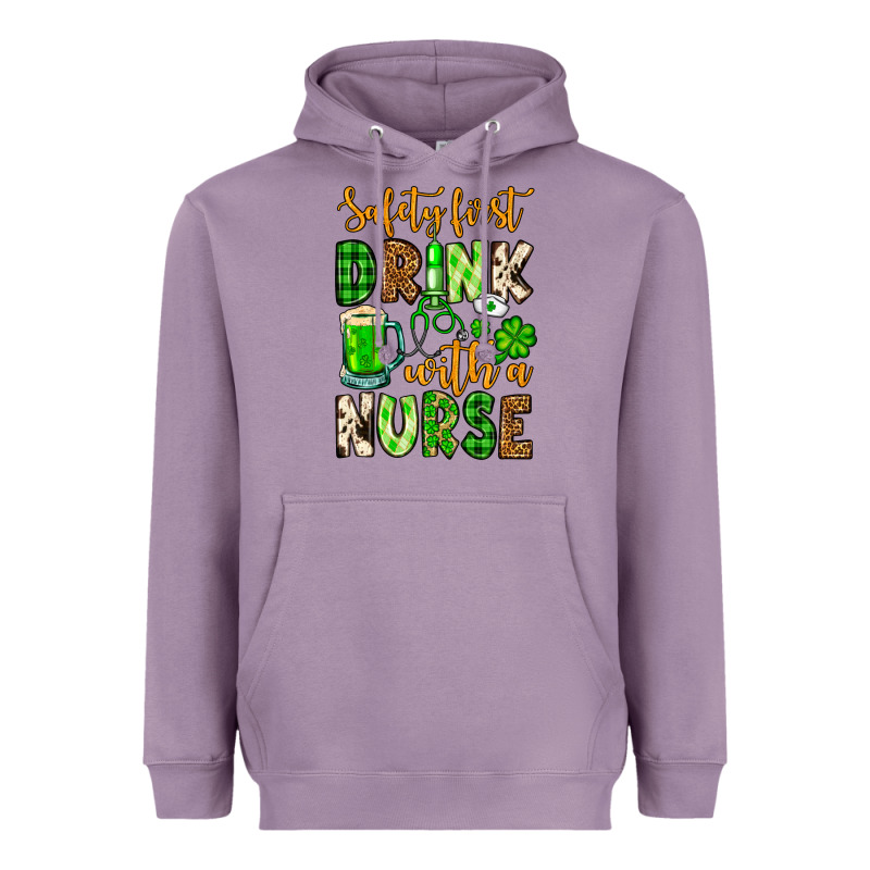 St. Patrick's Safety First Drink With A Nurse Heavyweight Hoodie by OliviaCreatesArt | Teevron