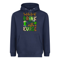Navy St. Patrick's Safety first drink with a Nurse Heavyweight Hoodie - OliviaCreatesArt
