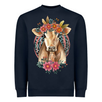 Navy flower cow Heavyweight Sweatshirt - Jasminsmagicworld