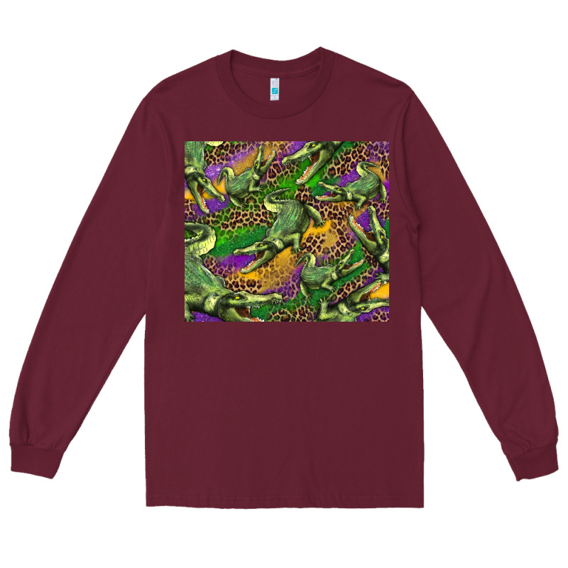 Mardi Gras Louisiana Crocodile Leopard Long Sleeve Tee by RanaPortraitStore | Teevron