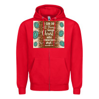 Red i can do all things through christ who strengthens Zipper Hoodie - TumblerDesignByShophia
