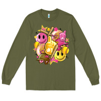 Army Green retro softball Long Sleeve Tee - Artiststas