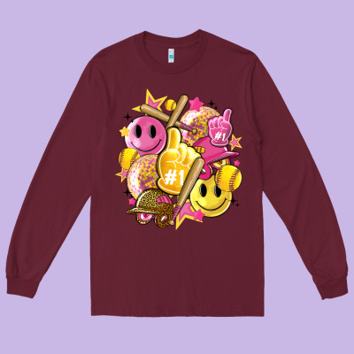 Retro Softball Long Sleeve Tee Designed By Artiststas