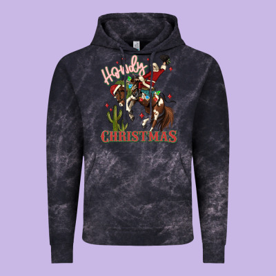 Howdy Christmas Cowboy Santa Vintage Hoodie Designed By Maliassmallbusiness