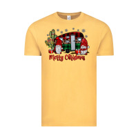 Vintage Mustard merry christmas gnome caravan Vintage Tee - JahusDesignShop
