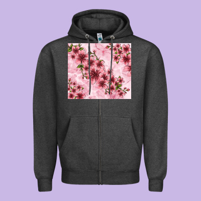 Hibiscus Flowers With Glitter Zipper Hoodie Designed By Tumblerdesignbyshophia