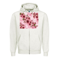 Oatmeal Heather hibiscus flowers with glitter Zipper Hoodie - TumblerDesignByShophia