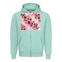 Seafoam hibiscus flowers with glitter Zipper Hoodie - TumblerDesignByShophia