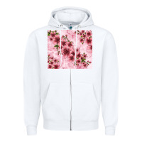 White hibiscus flowers with glitter Zipper Hoodie - TumblerDesignByShophia