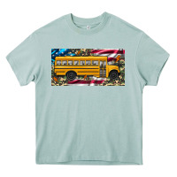 Arona school bus camouflage american flag license plate Heavy Core Tee - Artiststas