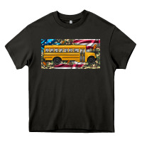 Asphalt school bus camouflage american flag license plate Heavy Core Tee - Artiststas