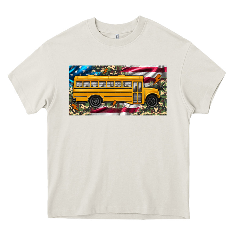 School Bus Camouflage American Flag License Plate Heavy Core Tee by Artiststas | Teevron