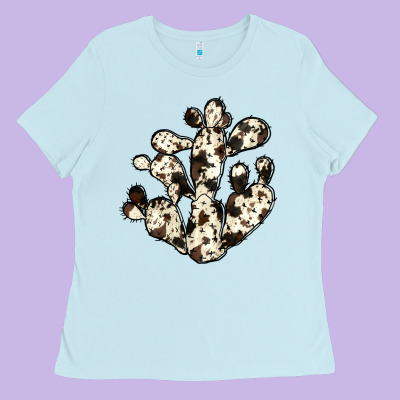 Cowhide Cactus Ladies Tee Designed By Jahusdesignshop