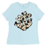 Baby Blue cowhide cactus Ladies Tee - JahusDesignShop