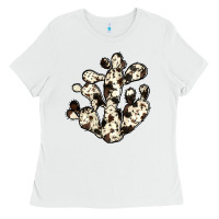 White cowhide cactus Ladies Tee - JahusDesignShop