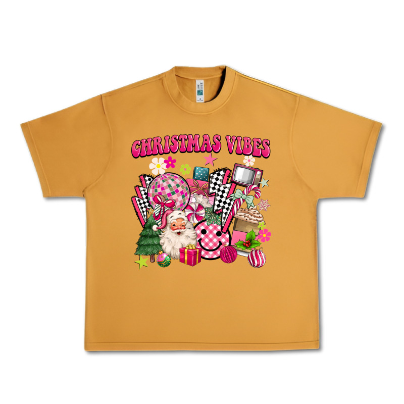 Retro Pink Christmas Vibes Urban Heavy Tee by MaliasSmallBusiness | Teevron