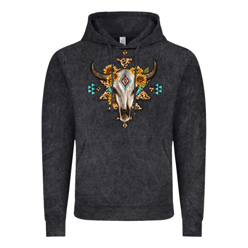 Bull Skull With Aztec Sunflower Leopard Vintage Hoodie by MaliasSmallBusiness | Teevron