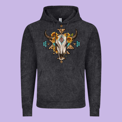 Bull Skull With Aztec Sunflower Leopard Vintage Hoodie Designed By Maliassmallbusiness