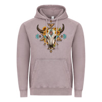 Vintage Zinc bull skull with aztec sunflower leopard Vintage Hoodie - MaliasSmallBusiness