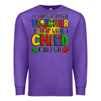 Purple it takes a special teacher to hear what a child can't say Premium Sweatshirt - OliviaCreatesArt