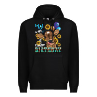Black My first Birthday baby cow sunflower Premium Hoodie - HowdyJamesFarm