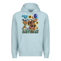 Blue Mist My first Birthday baby cow sunflower Premium Hoodie - HowdyJamesFarm