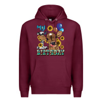 Burgundy My first Birthday baby cow sunflower Premium Hoodie - HowdyJamesFarm