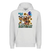 Dove Grey My first Birthday baby cow sunflower Premium Hoodie - HowdyJamesFarm