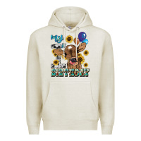Oatmeal Heather My first Birthday baby cow sunflower Premium Hoodie - HowdyJamesFarm