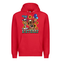 Red My first Birthday baby cow sunflower Premium Hoodie - HowdyJamesFarm