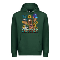 Sports Green My first Birthday baby cow sunflower Premium Hoodie - HowdyJamesFarm