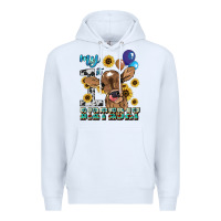White My first Birthday baby cow sunflower Premium Hoodie - HowdyJamesFarm