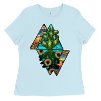Baby Blue cactus1 Ladies Tee - JahusDesignShop