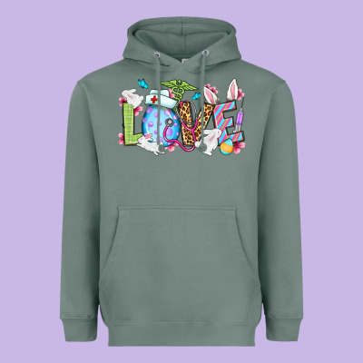 Love Nurse Easter Heavyweight Hoodie Designed By Oliviacreatesart