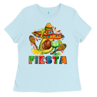 Baby Blue fıesta with avocado and sombrero Ladies Tee - AdoDesignShop
