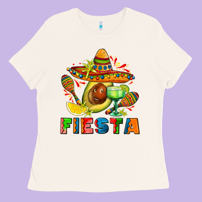 Fıesta With Avocado And Sombrero Ladies Tee Designed By Adodesignshop