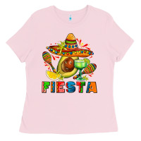 Bubblegum Pink fıesta with avocado and sombrero Ladies Tee - AdoDesignShop