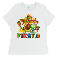 White fıesta with avocado and sombrero Ladies Tee - AdoDesignShop