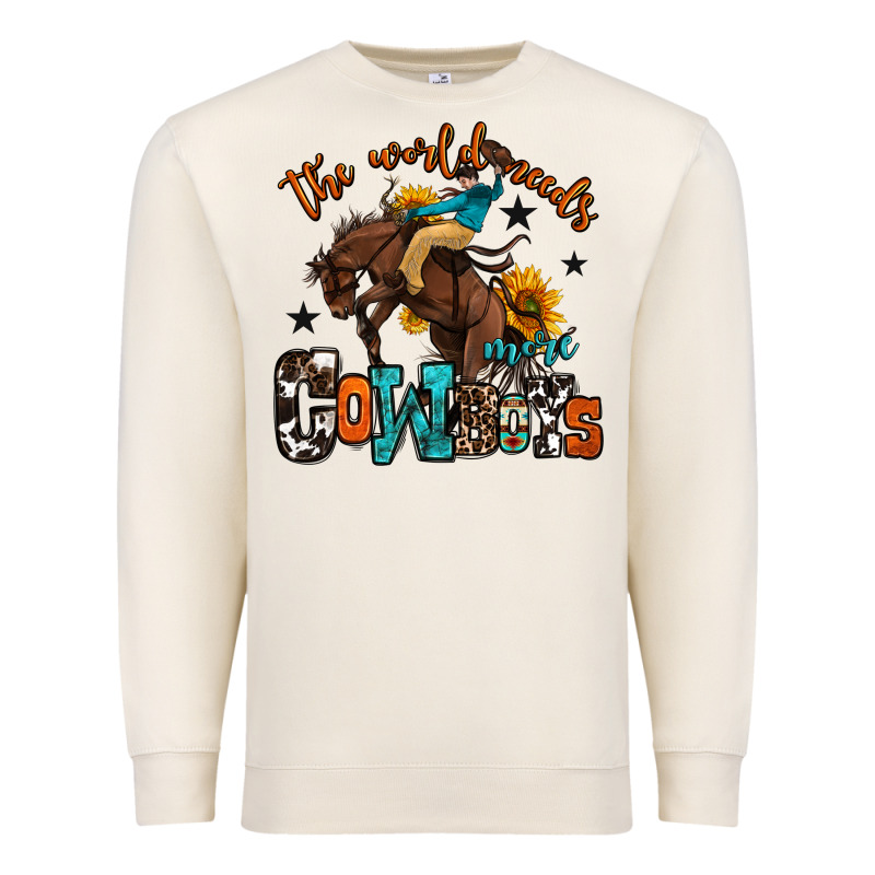 The World Needs More Cowboys Premium Sweatshirt by OliviaCreatesArt | Teevron